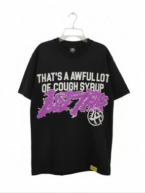 NWOT That’s A Awful Lot Of Cough Syrup Black Tee-Desto Dubb/Lost Hills (Size M)